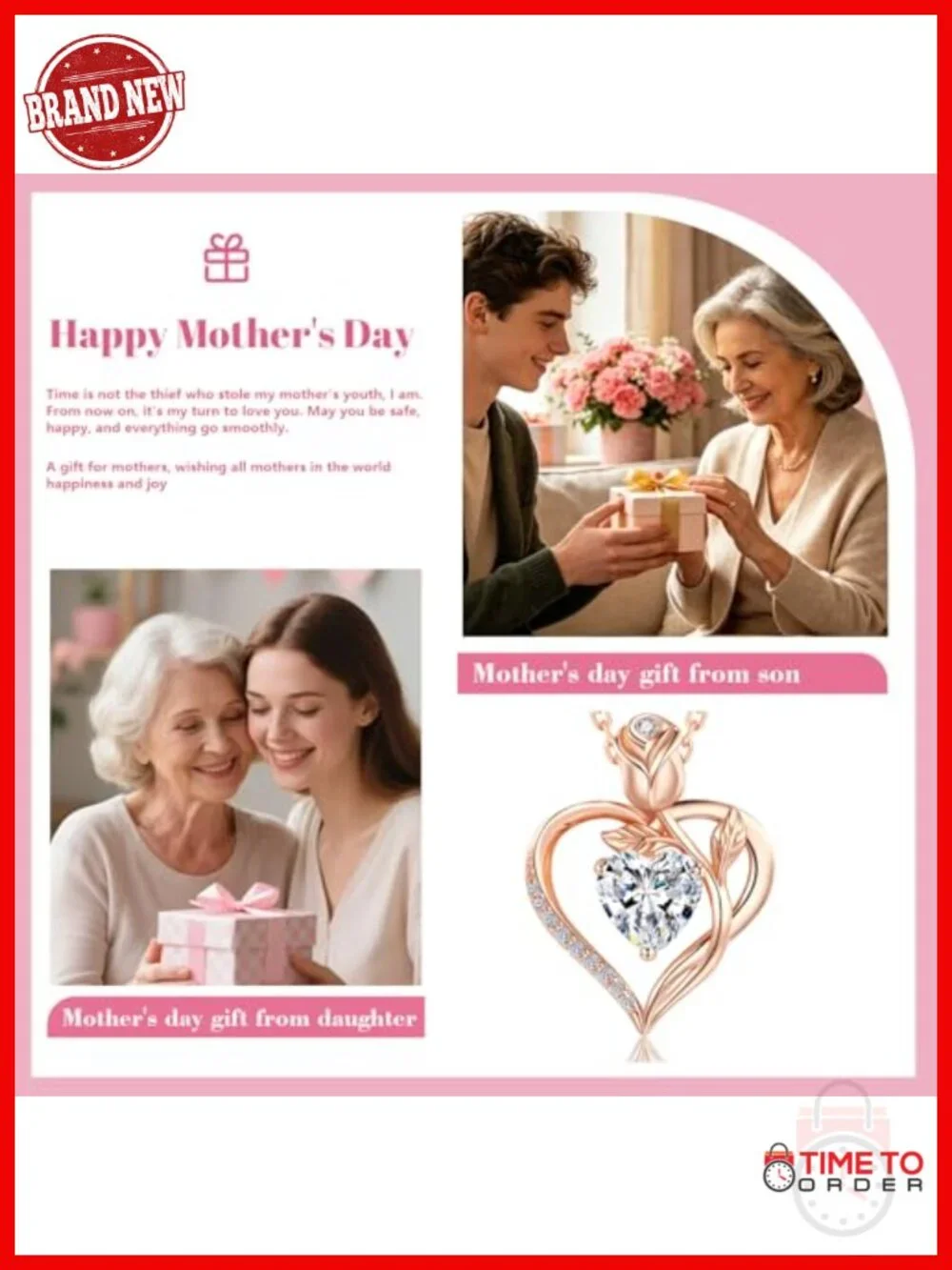 1.2CT Heart Pendant Necklace Moissanite S925 Sterling Silver 18K Rose Gold